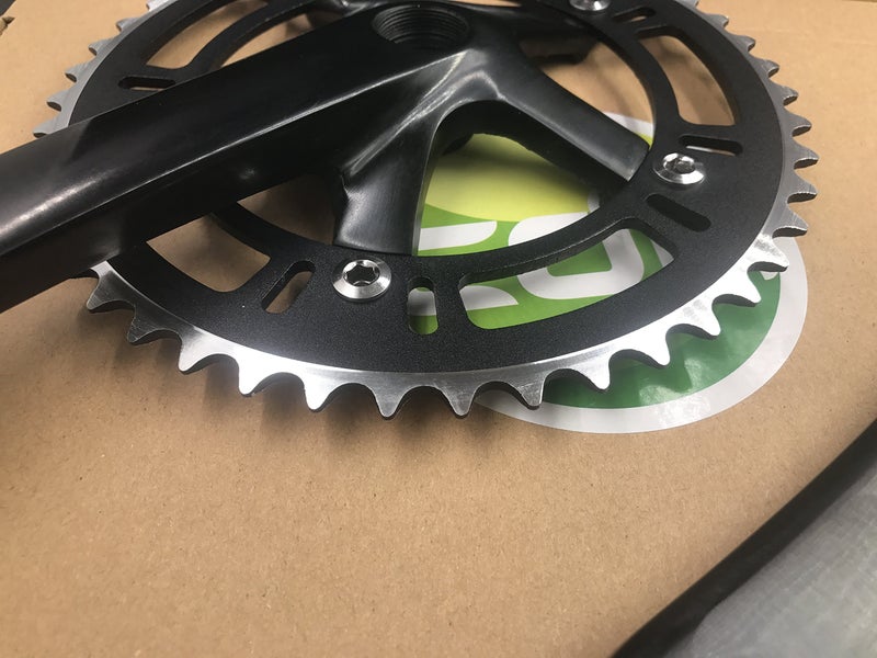 CDHPOWER Crankset 46T 170mm Single Speed Crankarms 130 BCD for Mountain Road Bike Fixed Gear Bicycle (Square Taper, Black) (46T, Sprocket) - Image 4