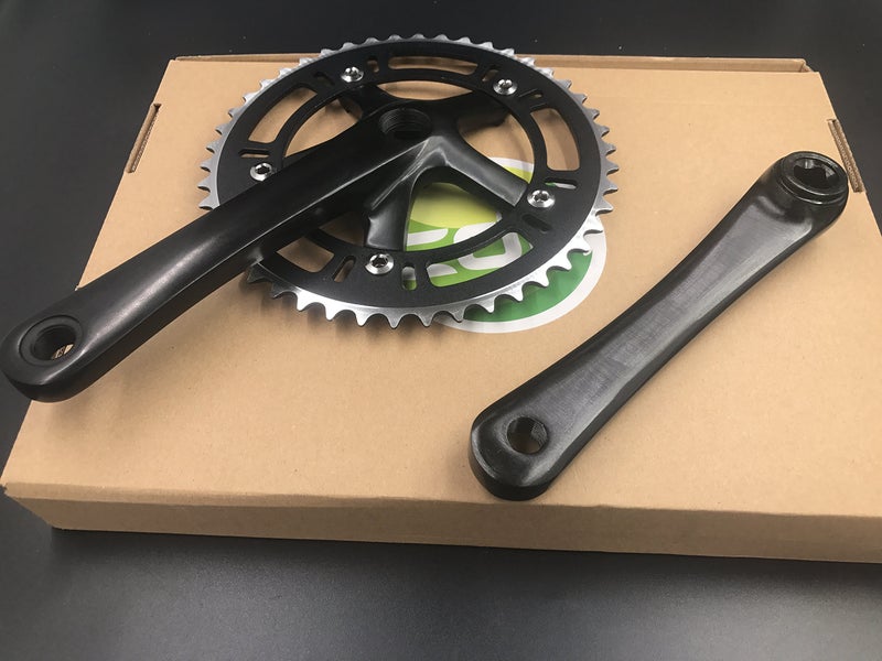 CDHPOWER Crankset 46T 170mm Single Speed Crankarms 130 BCD for Mountain Road Bike Fixed Gear Bicycle (Square Taper, Black) (46T, Sprocket) - Image 3