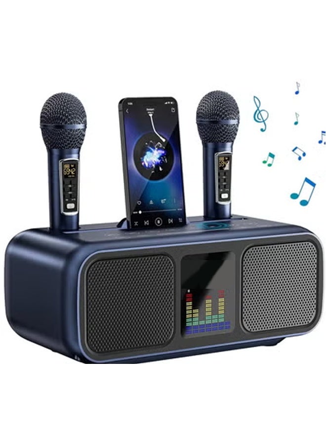 Smart Berry Portable Karaoke Machine with 2 Wireless Microphones – Rechargeable Speaker for Adults & Kids, Bluetooth/AUX/USB/TF Card Support, PA System for Parties, Home & Outdoor Fun - Image 4