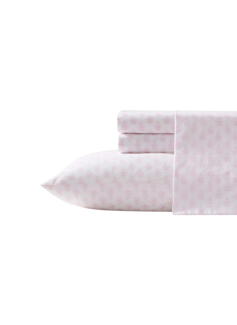Laura Ashley - Twin Sheets  Lightweight & Breathable Cotton Percale Bedding Set with Matching Sham(s)  Oeko-Tex Certified (Francesca Pink  Twin)