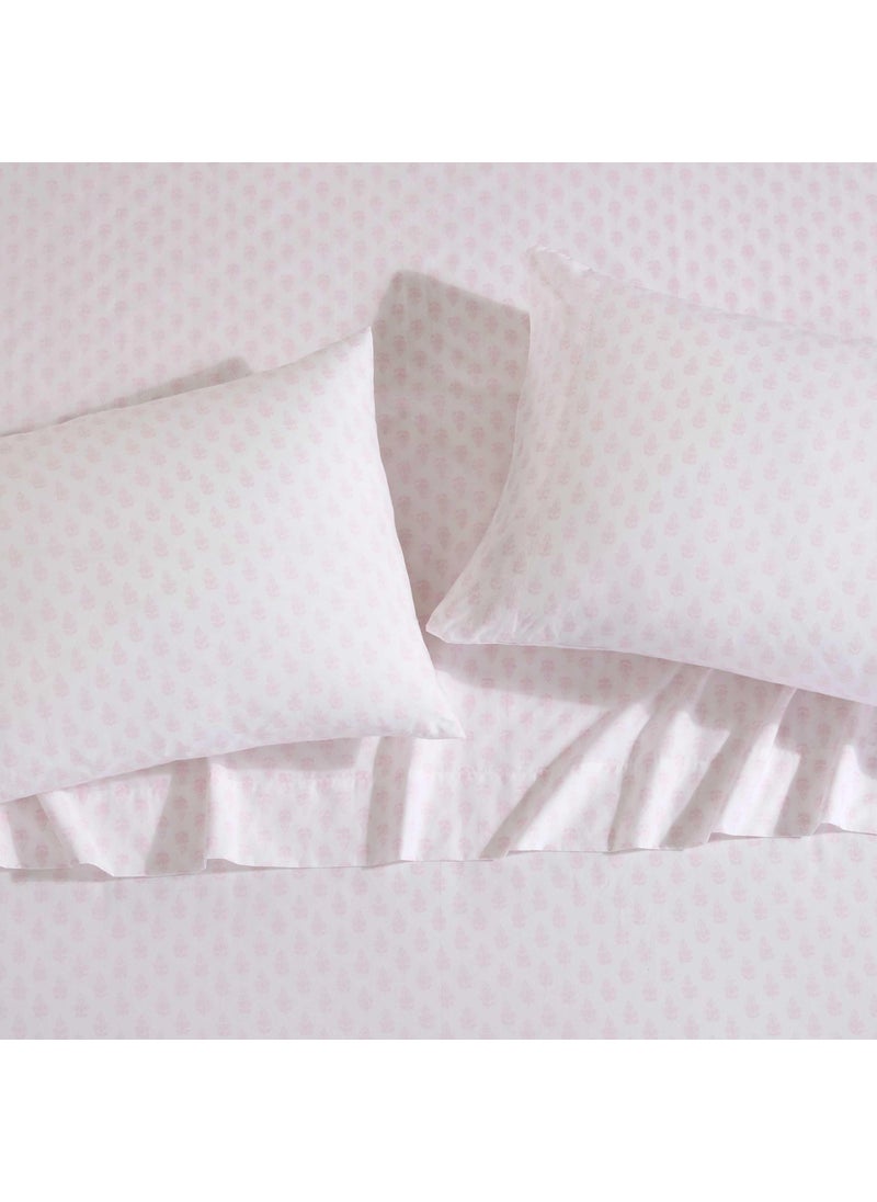 Laura Ashley - Twin Sheets  Lightweight & Breathable Cotton Percale Bedding Set with Matching Sham(s)  Oeko-Tex Certified (Francesca Pink  Twin)