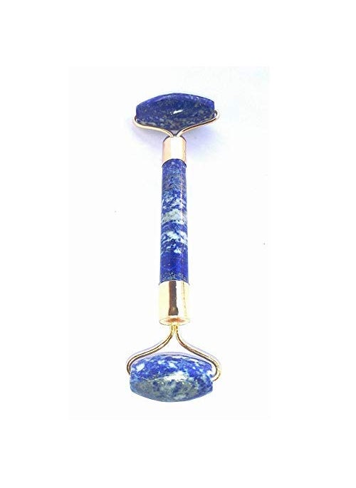 KESAR ZEMS KESAR ZEMS Natural Stone Sodalite Face Massage Roller Stone for Skin Care 15 x 6 x 2 Cm Blue  - Image 2