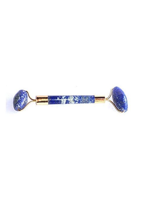 KESAR ZEMS KESAR ZEMS Natural Stone Sodalite Face Massage Roller Stone for Skin Care 15 x 6 x 2 Cm Blue  - Image 3