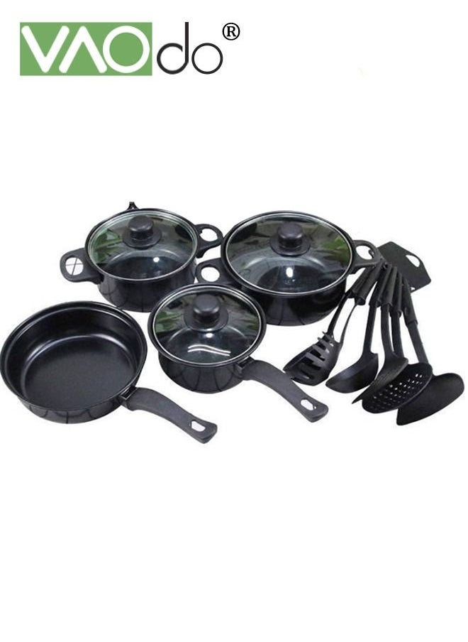13PCS Cookware Set Non Stick Pan Set Frying Pan Soup Pan with Spatula Set