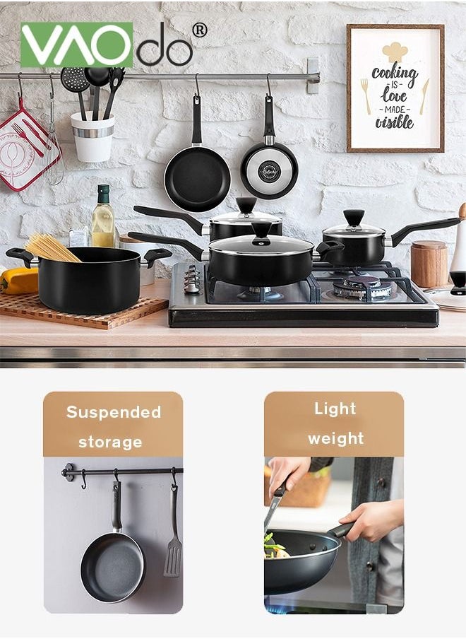 13PCS Cookware Set Non Stick Pan Set Frying Pan Soup Pan with Spatula Set