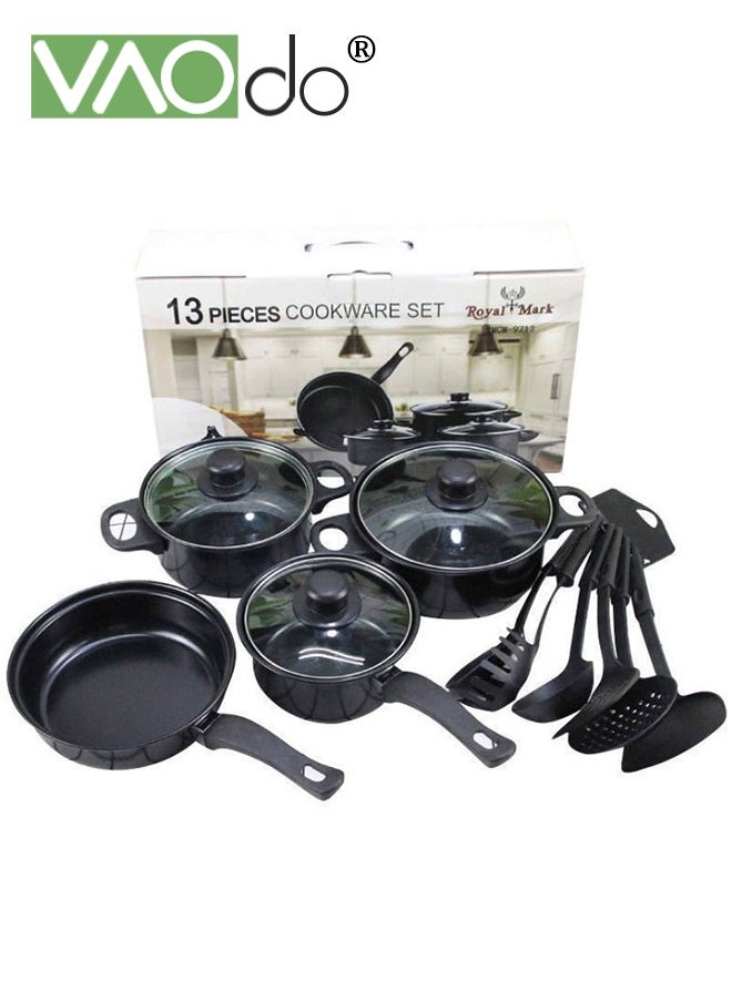 VAOdo 13PCS Cookware Set Non Stick Pan Set Frying Pan Soup Pan with Spatula Set  - Image 1