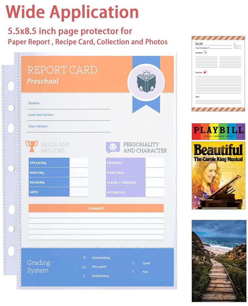 WITHYU 40 Pack 80 Pockets 5.5x8.5” Sheet Protector Sleeves for 6 Ring A5 Binder, A5 Mini 3 Ring Binder, Ultra-Clear Playbill Holder Sleeves, Double-Sided, Top Loading Sheet Protector for Paper Report - Image 4