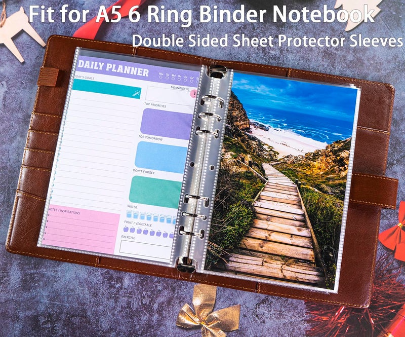 WITHYU 40 Pack 80 Pockets 5.5x8.5” Sheet Protector Sleeves for 6 Ring A5 Binder, A5 Mini 3 Ring Binder, Ultra-Clear Playbill Holder Sleeves, Double-Sided, Top Loading Sheet Protector for Paper Report - Image 2