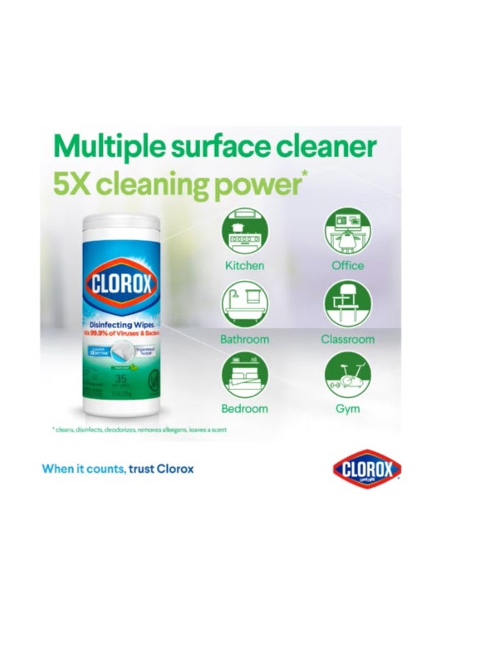كلوركس مناديل مبللة معقمة برائحة منعشة متعددة الأسطح خالية من المبيضات 35 منديل - Image 3