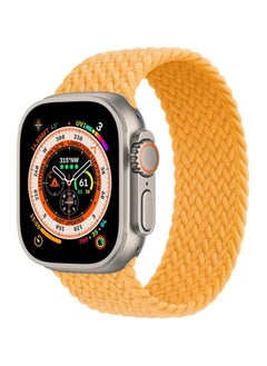for Apple Watch Band 42mm/44mm/45mm Strap, Braided Solo Loop Replacement Band Wristband for Watch Ultra/Ultra 2, Series 9/8/7/6/SE/5/4/3/2/1 (42mm/44mm/45mm- large yellow)