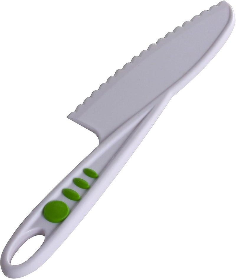 Curious Chef Kid Safe Kitchen Knife Set - 3-Piece Nylon Knives for Kids, White & Green, Ages 4+ - Non-Scratch Tools for Nonstick Pans & Kitchen Tool Set - Image 4