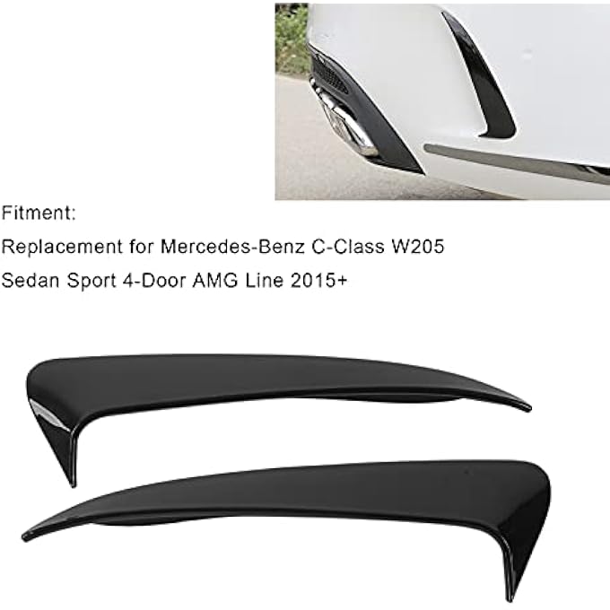 Phefop 2PCS Rear Bumper Vent Spoilers, Rear Bumper Air Vent Covers Lower Side Air Vent Covers with Canard Ventilation for W205 2015+ Model Car Enthusiasts Tuning Lovers - Image 3