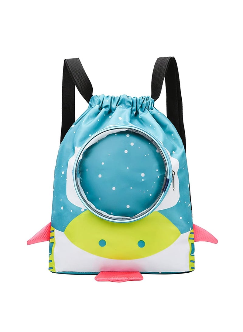 New Children's Swimming Bag Wet and Dry Separation Washing Bag Double Shoulder Cute Cartoon Beach Bag Waterproof Storage Bag (Dark Green) - Image 1
