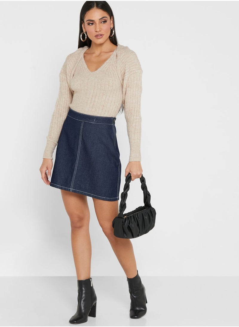 RIVER ISLAND - Oversized Knitted Crop Hoodie - Image 1