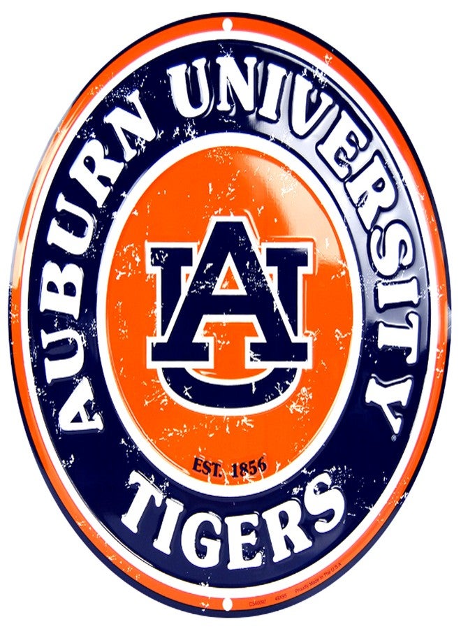 Auburn Tigers 12 Inch Embossed Metal Nostalgia Circular Sign