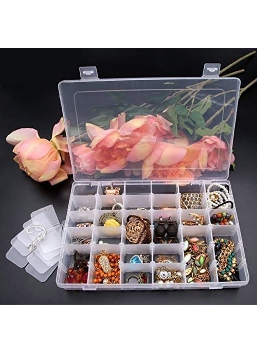 DarkShri DarkShri 36 Grids Clear Plastic Jewelry Box Organizer Storage Container with Removable Dividers 5544  - Image 2