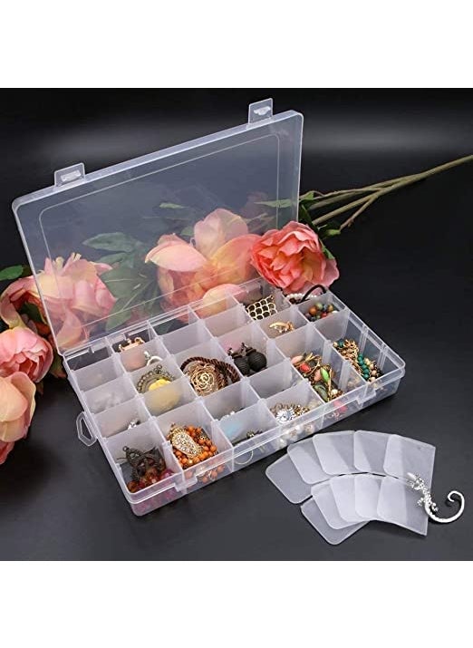 DarkShri DarkShri 36 Grids Clear Plastic Jewelry Box Organizer Storage Container with Removable Dividers 5544  - Image 5