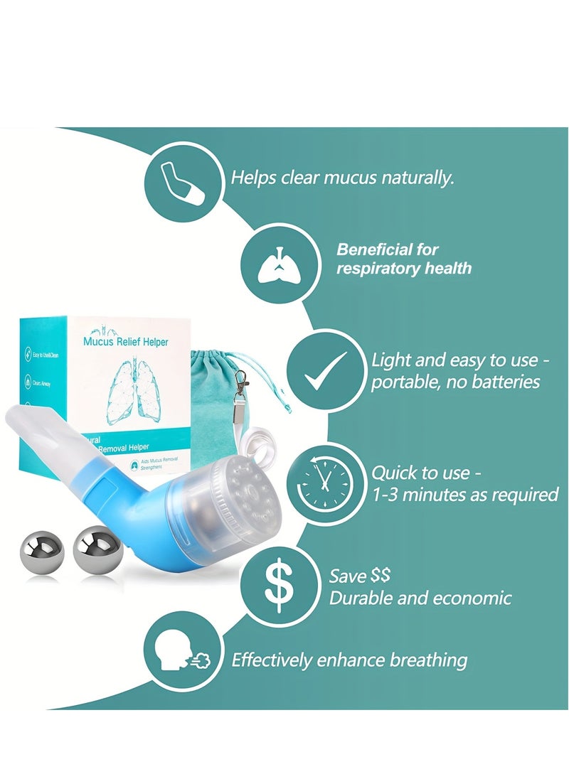 XiuWoo Respiratory muscle training, Breathing Exercise Device for Lungs, with 2 Balls, Suit for Lung Rehabilitation Clients and Lung Exerciser, blue  - Image 3