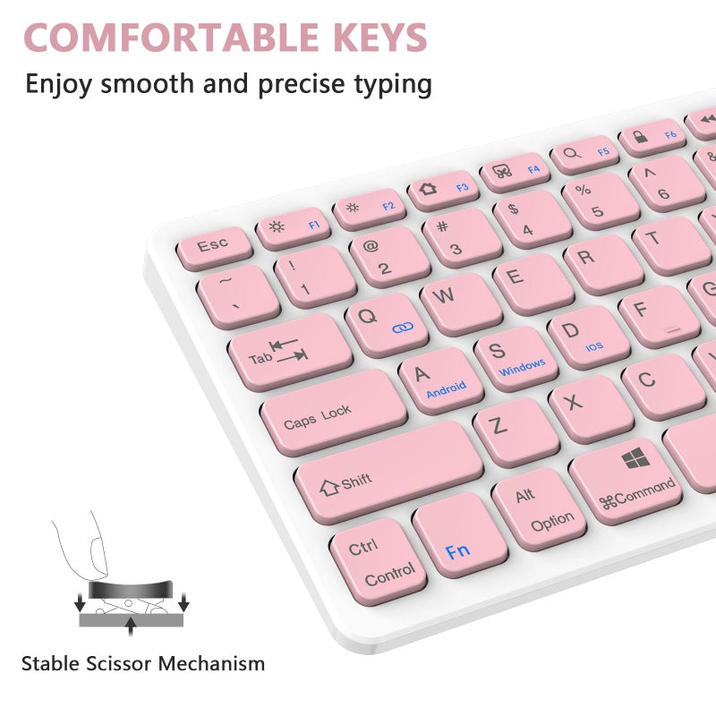 TaIYanG Bluetooth Keyboard for iPad Wireless Keyboard Compatible with iPad 10th/10.2(9th/8th/7th Generation), Air 5th/4th, Pro 11/12.9, 9.7, Mini and All Bluetooth Devices (Light Pink) - Image 2