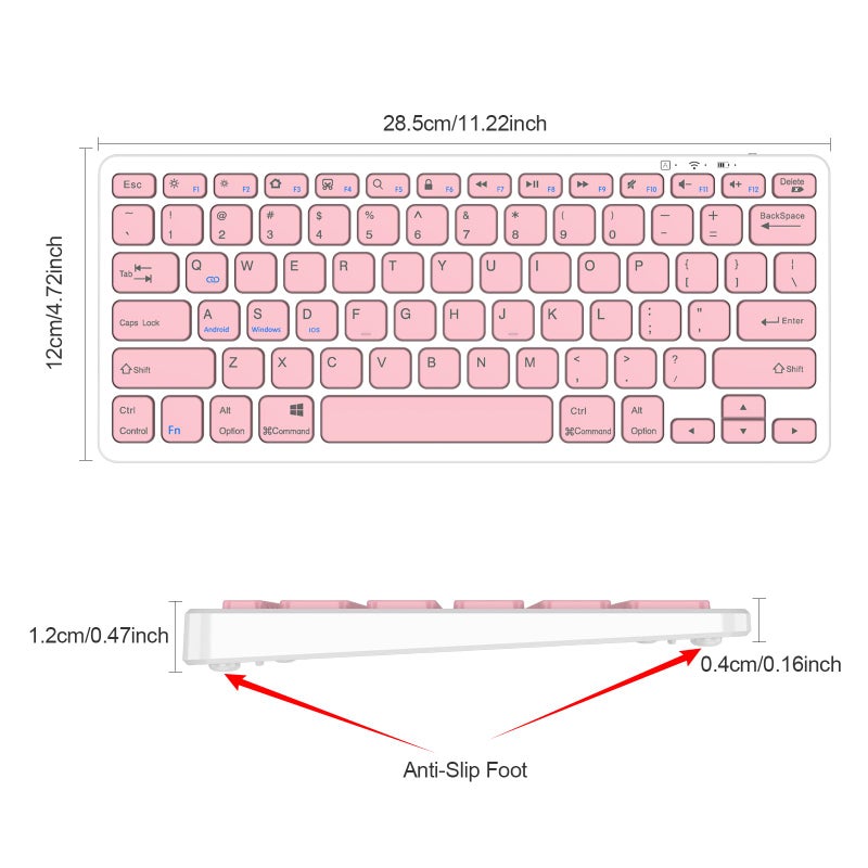 TaIYanG Bluetooth Keyboard for iPad Wireless Keyboard Compatible with iPad 10th/10.2(9th/8th/7th Generation), Air 5th/4th, Pro 11/12.9, 9.7, Mini and All Bluetooth Devices (Light Pink) - Image 5