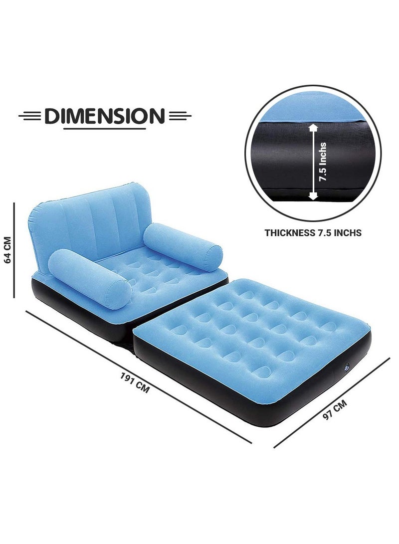 Inflatable Sofa Multifunction Inflatable Sofa Bed Inflatable Lounger Air Chair Sofa Bed Inflatable Leisure Sofa Chair, Soft and Comfortable, Foldable Design, for Indoor Outdoor Use (Blue) - Image 4