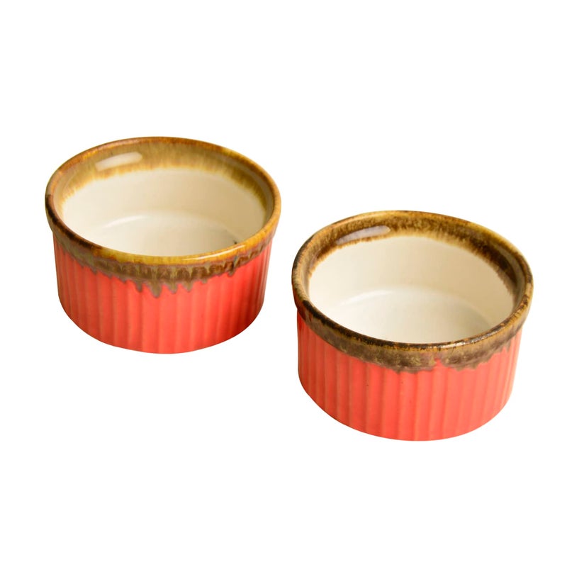 StyleMyWay Studio Pottery Ceramic Dinner/Dessert Serving Bowls (Set of 2, Pink, 150 ml Each) | Dip Bowls | Chutney Bowls - Image 2