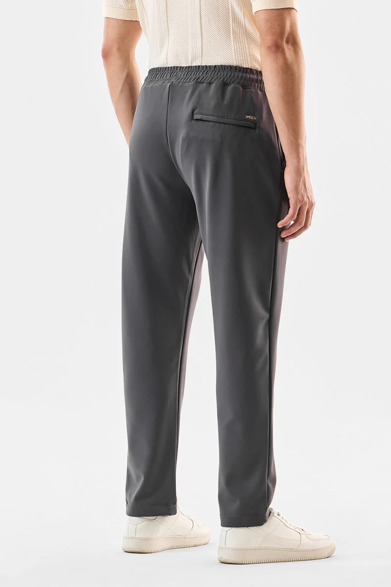 SNITCH Grey Relaxed Fit Stretch Trousers for Men | Best Price UAE