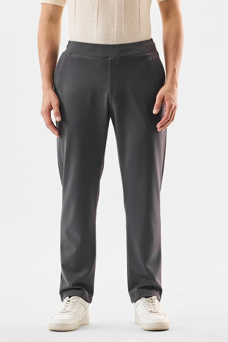 SNITCH Grey Relaxed Fit Stretch Trousers for Men | Best Price UAE