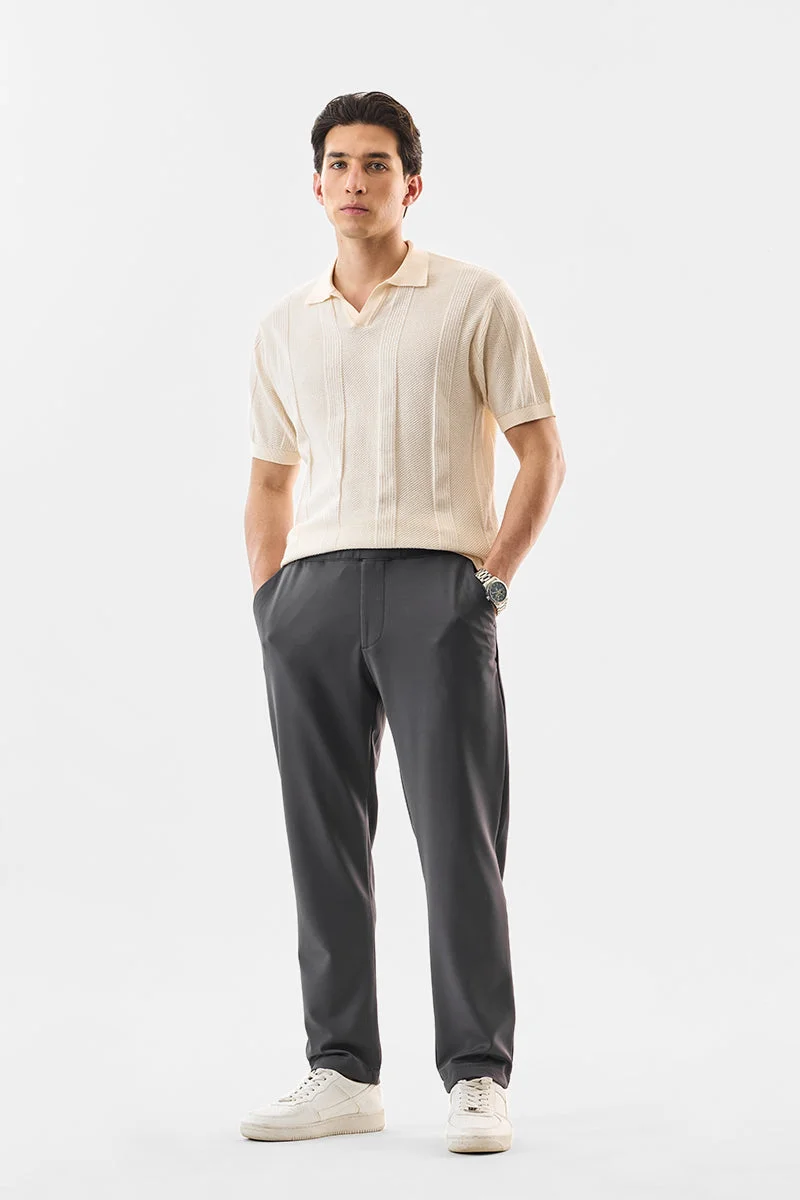 SNITCH Grey Relaxed Fit Stretch Trousers for Men | Best Price UAE