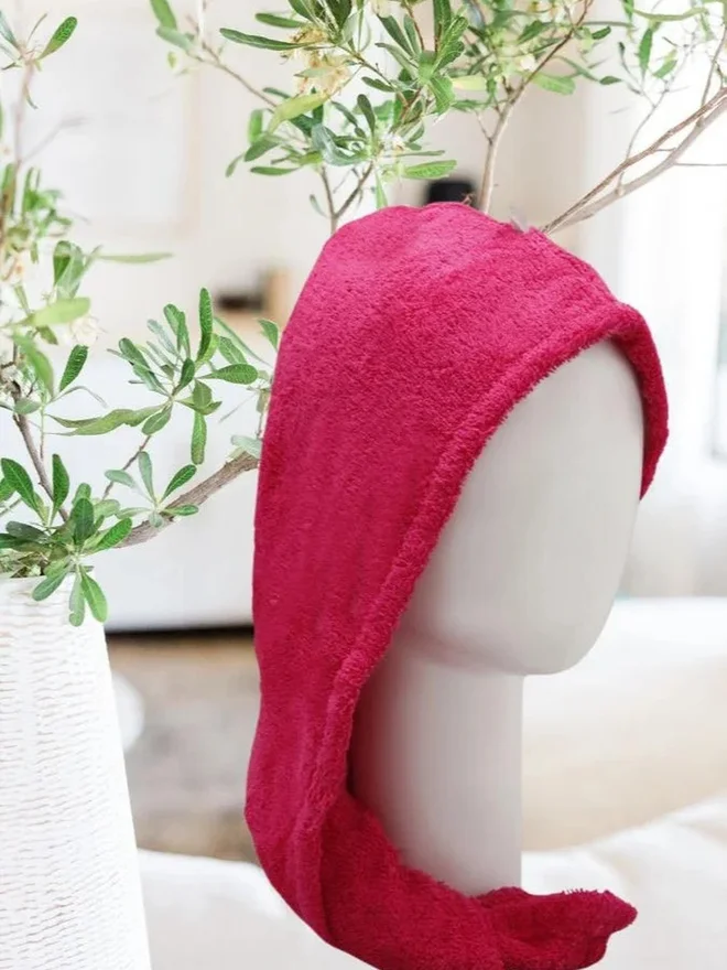 1Chase 1CHASE Cotton Terry Hair Towel Wrap, Pink