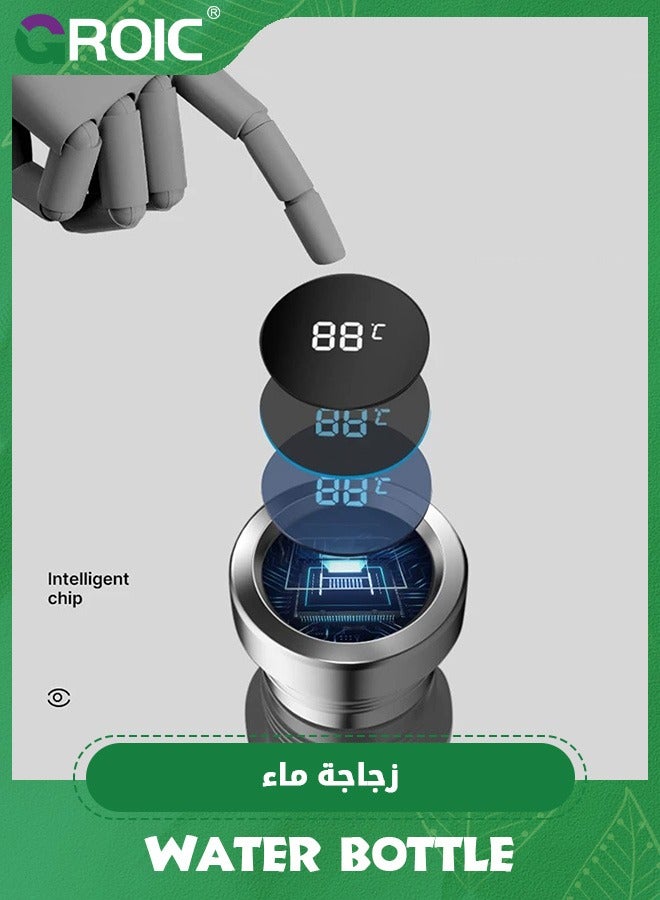 GROIC زجاجة مياه ذكية مع حافظة واقية، كوب ترمس لعرض درجة الحرارة LED سعة 1200 مل، كوب سفر من الفولاذ المقاوم للصدأ، زجاجة ترمس مزدوجة الجدار من الفولاذ المقاوم للصدأ بفم واسع - Image 4