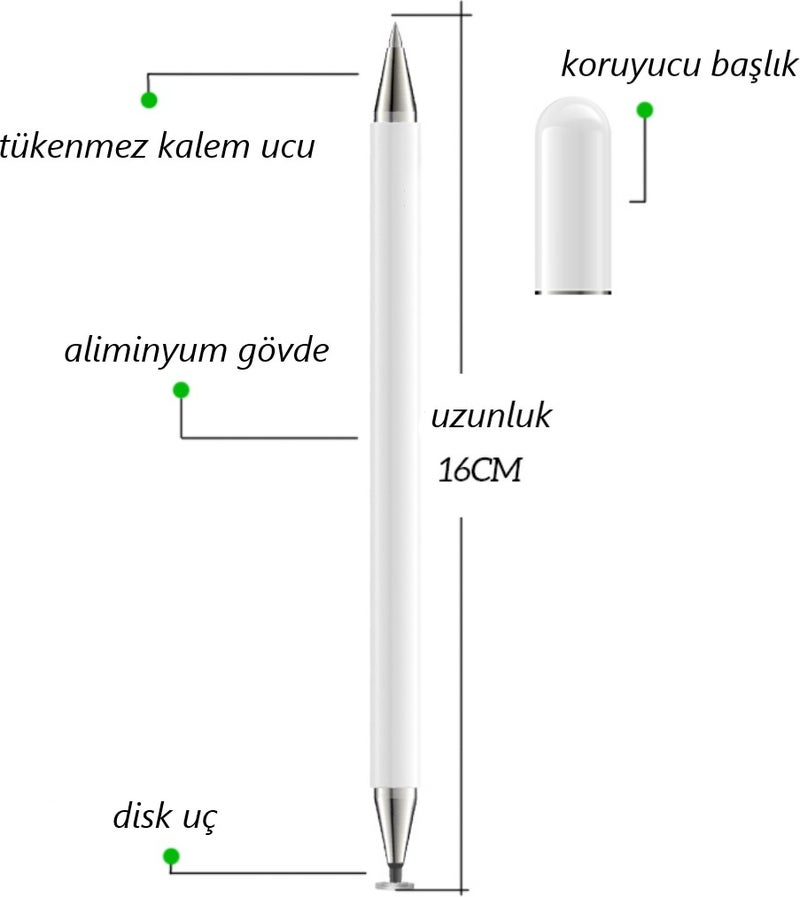 Generic Hometech Alfa 10BS Compatible Touch Pen Passive Stylus 2in1 Tablet Pen Drawing  Writing Pen  - Image 2