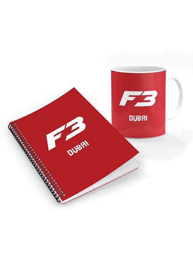 Stylizedd Designer Printed Coffee Mug + A5 Spiral Notebook Memo Notepad Journal Personalised Combo Gift Set  - Faz3 Dubai Red