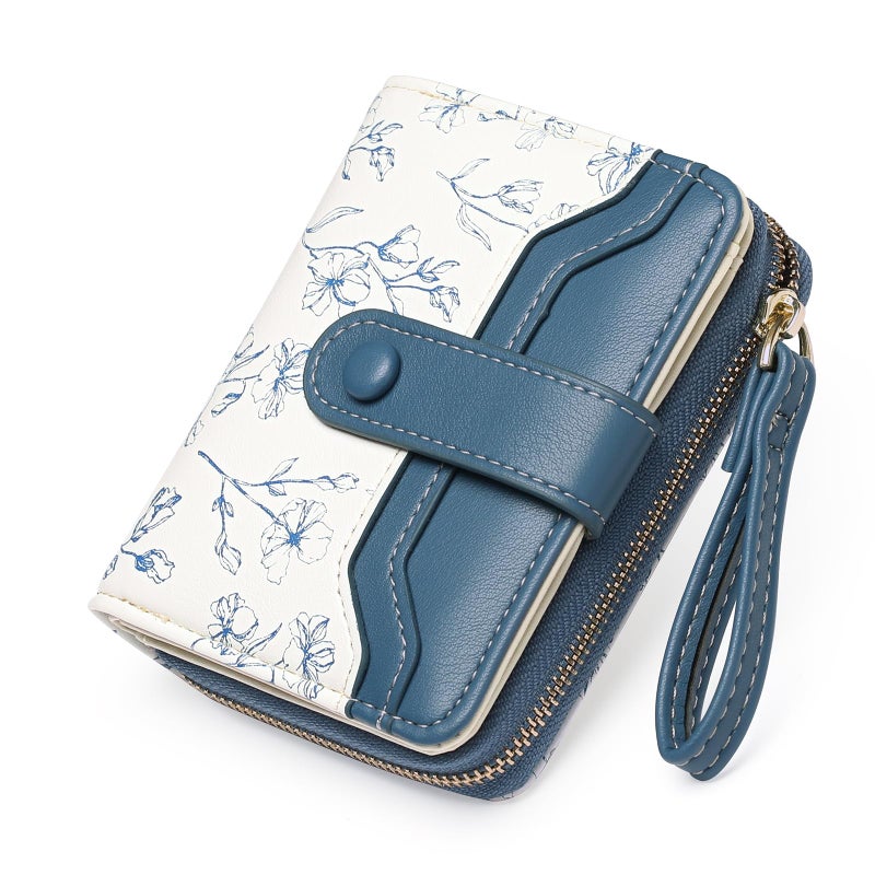 GAEKEAO Small Wallet for Women Leather RFID Blocking Bifold Zipper Pocket Credit Card Holder Purse Wallets with ID Window - Image 1
