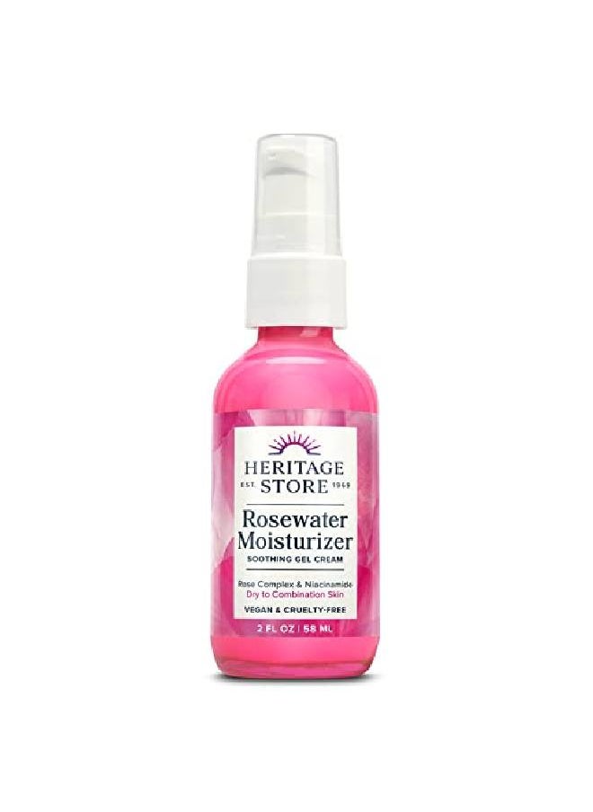 Heritage Store - Rosewater Facial Moisturizer Soothing Gel Cream For Dry Skin To Combination Skin With Rose Complex Niacinamide & Hyaluronic Acid Vegan Paraben Free & Cruelty Free 2Oz - Image 1