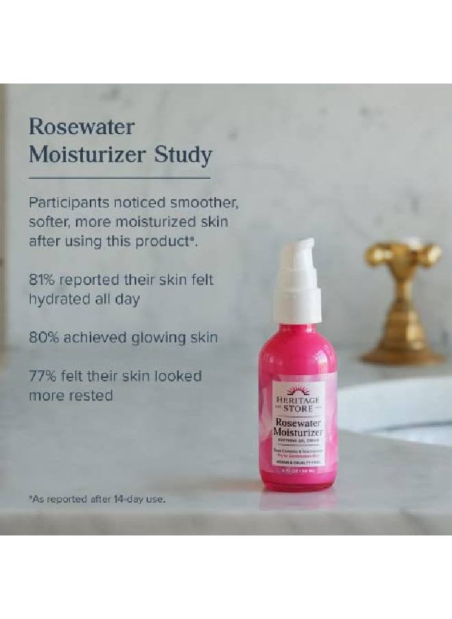 Heritage Store - Rosewater Facial Moisturizer Soothing Gel Cream For Dry Skin To Combination Skin With Rose Complex Niacinamide & Hyaluronic Acid Vegan Paraben Free & Cruelty Free 2Oz - Image 1