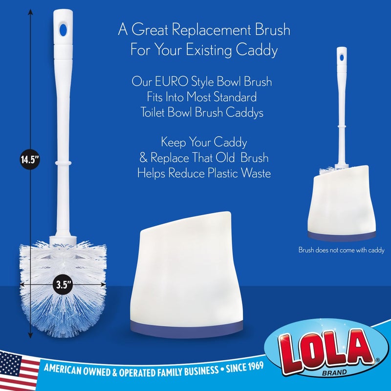Lola Products Classic  Toilet Brush  Durable Fiber Stiff Bristles  Bathroom Toilet Bowl Cleaner  Compact Size  Non-Scratch  Long-Lasting - 1 Pack - Image 3