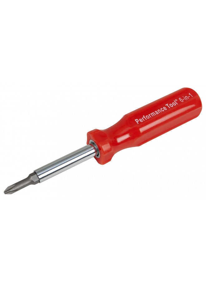 Performance Tool Performance Tool W975 6-in-1 Quick Change Screwdriver With Hex Torque Handle, Chrome Vanadium Steel  - Image 1