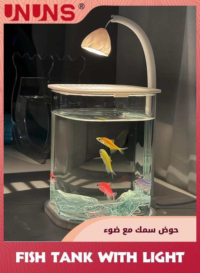 UNUNS Small desktop ornaments, with LED light anti-trip tank with lid, small fish tank with ceiling light and adjustable brightness, 10×10×24.5cm - Image 5