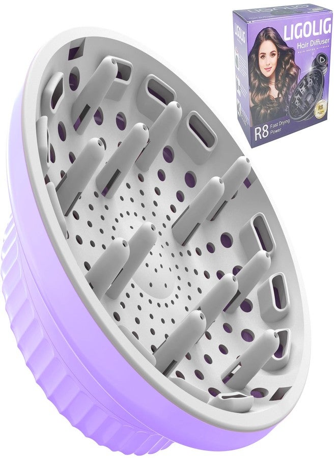 LIGOLIG Hair Difuser Attachment Universal Diffuser Hair Dryer for 1.4-inch to 2.4-inch Blow Dryer, Hair Diffuser for Curly Hair and Natural Wavy Hair (Purple) - Image 1