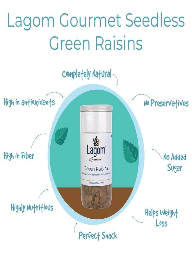 Lagom Gourmet Seedless Green Raisins 1 kg | Premium Kishmish | All Natural, No Added Sugar, No Preservatives | Soft, Juicy & Sweet Raisins Dry Fruit | Vegan, Gluten Free, Non-GMO - Image 4