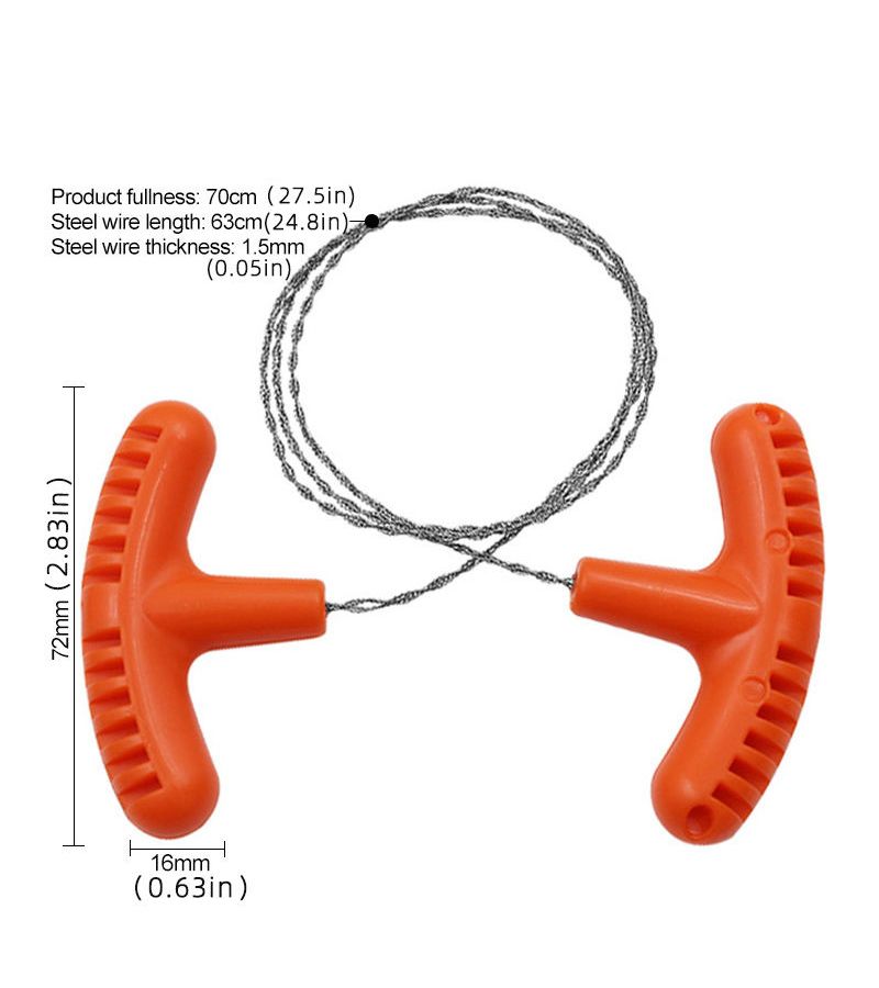 Mini Portable Orange Wire Rope Saw for Camping Survival Hiking Emergency Wood Cutting - Image 4