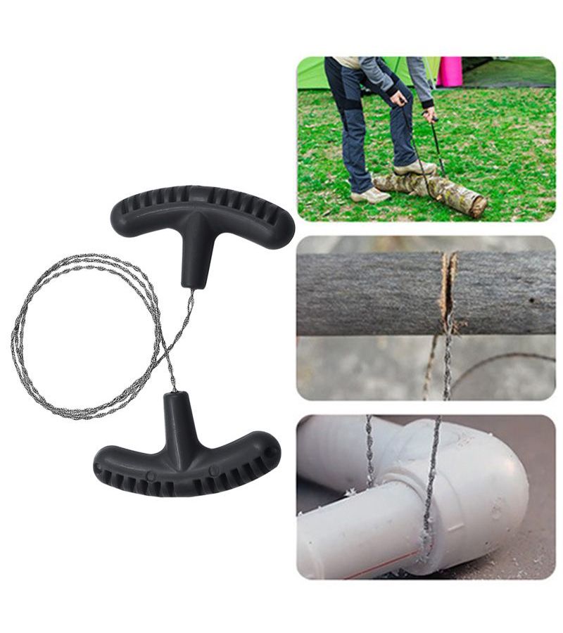 Mini Portable Orange Wire Rope Saw for Camping Survival Hiking Emergency Wood Cutting - Image 3