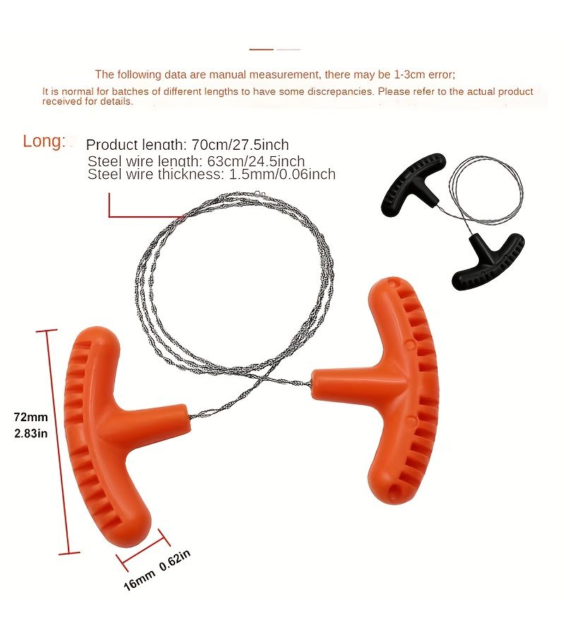 Mini Portable Orange Wire Rope Saw for Camping Survival Hiking Emergency Wood Cutting - Image 2