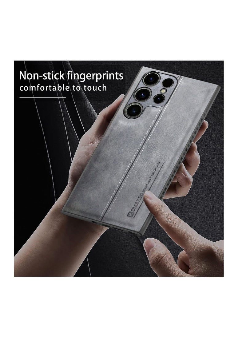 OMAKER Luxury PU Leather Shockproof Case Cover For Samsung Galaxy S23 Ultra 5G 2023 Grey  - Image 3