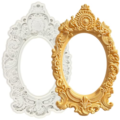 YANQINMS Baroque Frame Silicone Molds Picture Frames Fondant Mold Vintage Photo Frame Chocolate Candy Molds For Sugar Cake Decorating Cupcake Topper Gum Paste Polymer Clay - Image 1