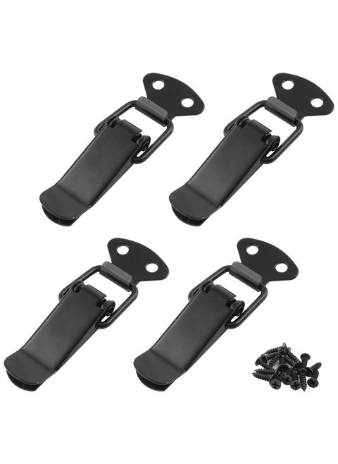 Jiozermi 4 Pack Spring Toggle Latch 28 Length Buckle Latch 304 Stainless Steel Spring Loaded Toggle Latch Catch for Wooden Case Toolboxes Black