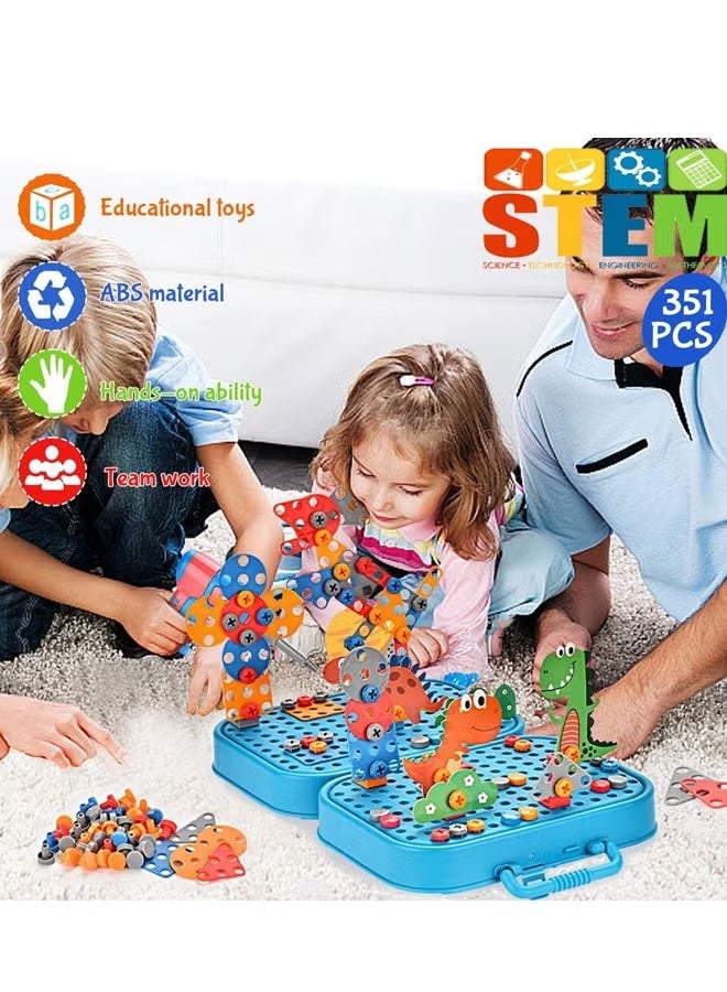 Berma Baby Design and Drill Toy for Boys Age 4-8, 351pc Kids Dinosaur Toy Electric Drill with Toolbox for Boys 4 5 6 7 8 Years Old, Creative Engineering Building Toy, Boys Brithdaty for Age 6-12 - Image 5