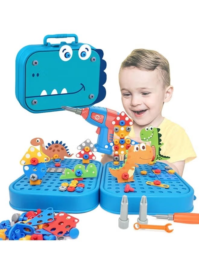 Berma Baby Design and Drill Toy for Boys Age 4-8, 351pc Kids Dinosaur Toy Electric Drill with Toolbox for Boys 4 5 6 7 8 Years Old, Creative Engineering Building Toy, Boys Brithdaty for Age 6-12 - Image 1