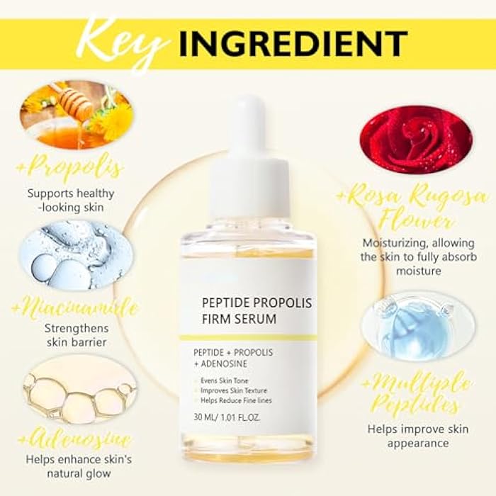 MrCuvaryas 2PCS Peptide Propolis Serum, Hydration & Wrinkle Renewal Face Serum for Women Anti Aging, Hydrating & Anti Wrinkle for Face, Boosts Skin Elasticity, For All Skin Types - Image 5